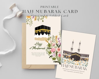 Hajj Mubarak Cards Printable, Islamic Greeting Card Set, Floral Hajj Gift Cards, Hajj Mubarak Gift, Hajj Mabrook, Muslim Eid Hajj Stationery