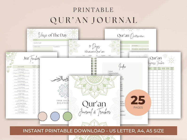 Koran Journal Digital, Koran Journaling, Koran Arbeitsbuch, Koran Studium & Reflexion, Sure Studium, Islamisch Druckbar, Koran Journal PDF Bild 1