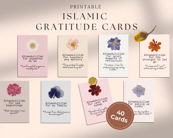 Islamic Gratitude Affirmation Cards, Printable Alhamdulillah Gratitude Card, Muslim Positive Mindfulness, Muslim Gratitude Journal Insert