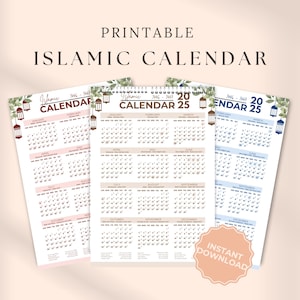 2025 Islamic Calendar Printable, Hijri & Gregorian Calendar, Muslim Planner Insert, Hijri Calendar Digital Download, Hijri Timeline 1446