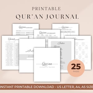 Printable Quran Journal: Islamic Study & Reflection (Digital Download)