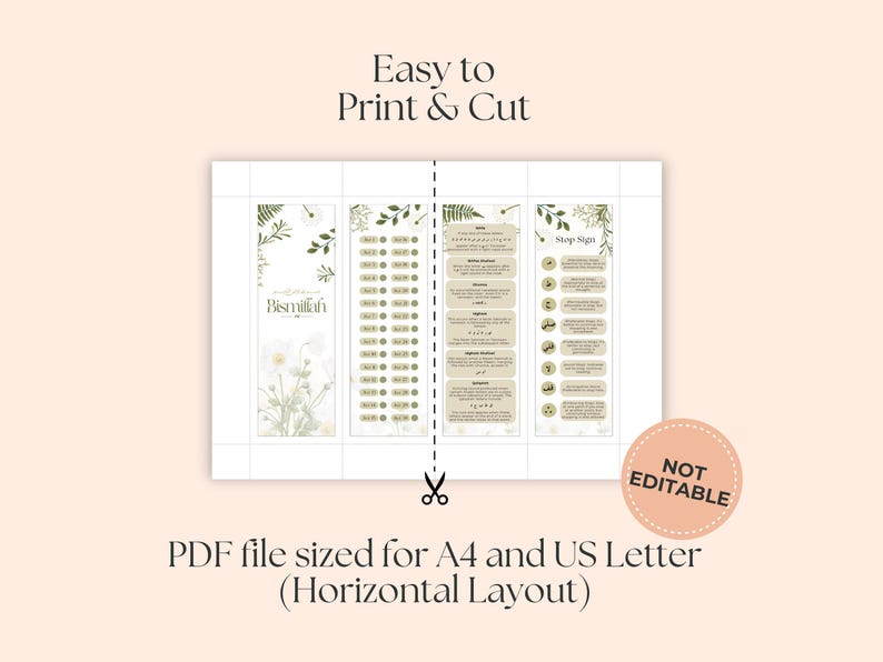 Peut inclure: Guide de pri&egrave;re islamique imprimable avec un motif floral. Le guide comprend les &eacute;tapes de la pri&egrave;re, l'&eacute;criture arabe et la traduction anglaise. Le guide est dimensionn&eacute; pour les formats de papier A4 et US Letter.