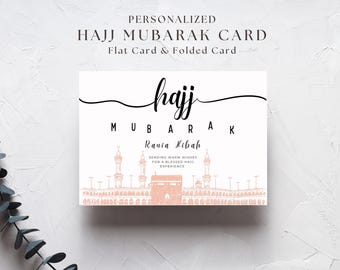 Tarjeta personalizada de Hajj Mubarak, tarjeta de felicitación personalizada para la Umrah, tarjeta de felicitación islámica, tarjeta imprimible de Hajj Mabrook, regalo digital de Eid Hajj