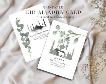 Eid Mubarak Card Printable, Eid Al-Adha Card, Minimalist Eid Greeting, Foldable Eid Card, Eid Gift Card, Eid Decoration, Muslim Holiday Card