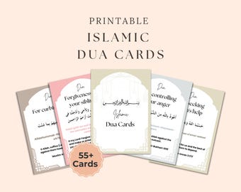 Islamic Dua Cards, Printable Quran Dua, Arabic Transliteration, Islamic Educational Flashcards, Prayer Cards for Learning, Ramadan Eid Gift