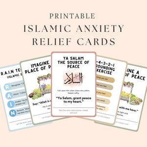 Islamic Anxiety Relief Cards Printable, Stress Relief for Muslim, Mental Health Cards, Calming Islamic Cards, Islamic Dua Affirmation Cards