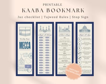 Conjunto de marcadores Kaaba, Marcadores de monumentos islámicos, Vintage Masjid Al Haram Nabawi Al Aqsa Quran Tracker, Reglas de Tajweed, Señales de alto, Juz Tracker