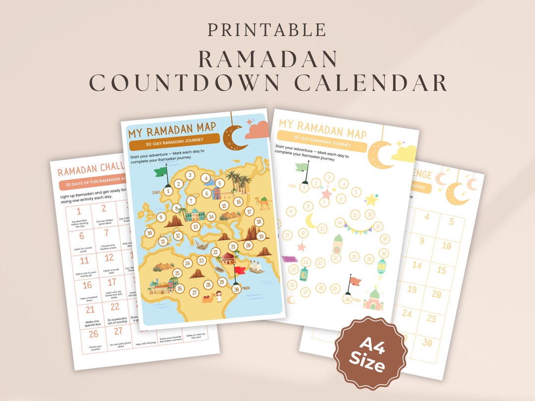 Ramadan Countdown Calendar: 30 Day Challenge Islamic Activity for Kids ...
