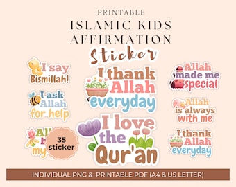 Pegatinas de afirmaciones islámicas para niños, citas islámicas imprimibles, afirmaciones positivas digitales, motivación islámica para niños, regalo para niños musulmanes