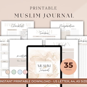 Agenda musulmana stampabile, diario musulmano minimalista digitale, agenda islamica giornaliera, settimanale e mensile, organizzatore musulmano, diario della gratitudine