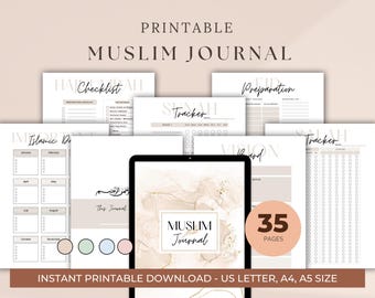 Muslim Planner Printable, Minimalist Muslim Journal Digital, Daily Weekly & Monthly Islamic Planner, Muslim Organizer, Gratitude Journal