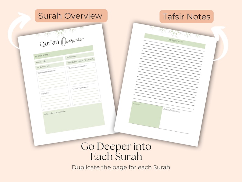 Koran Journal Digital, Koran Journaling, Koran Arbeitsbuch, Koran Studium & Reflexion, Sure Studium, Islamisch Druckbar, Koran Journal PDF Bild 6