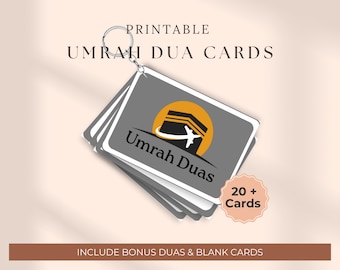Tarjetas Umrah Dua imprimibles, Tarjetas de oración islámicas, Duas para tarjetas de recordatorio de Umrah, Regalo de Umrah Mubarak, Tarjetas de oración Umrah imprimibles
