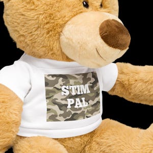 Stim Pal Teddy Bear With A T-shirt | Emotional Support Plush | Neurodivergent Comfort Toy | ADHD Autism Anxiety Relief