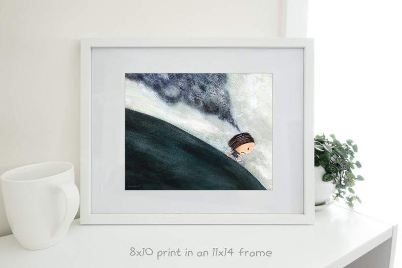 Storming Off A moody angry girl art print. Wall art featuring a grumpy girl walking out. Room decor of a Get out of my way kind of thing 8 x 10 inches