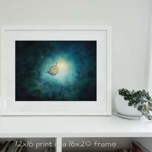 A Light in the Dark Cute angler fish print. Wall Decor full of hope, happiness, & encouragement. Kawaii fish art of a happy sea monster. zdjęcie 5