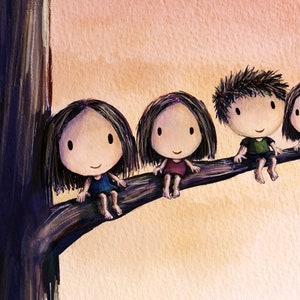 A Branch of the Family Tree. Wall decor of family of five climb a tree. Five brothers and sisters in a tree. Other combinations see pics image 7