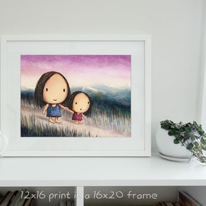 The Way Home. Cute wall décor of a mother and daughter walking together on their way home. An artwork featuring holding hands and walking image 5