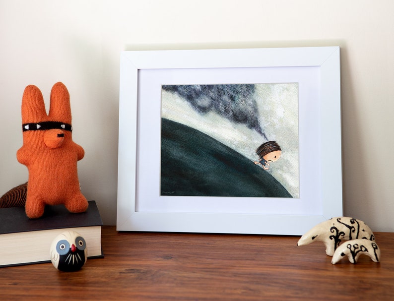 Storming Off A moody angry girl art print. Wall art featuring a grumpy girl walking out. Room decor of a Get out of my way kind of thing image 6