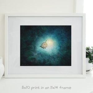 A Light in the Dark Cute angler fish print. Wall Decor full of hope, happiness, & encouragement. Kawaii fish art of a happy sea monster. image 4
