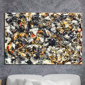 Impression sur toile Red Strokes, abstrait coloré, très grande décoration murale Jackson Pollock, art mural