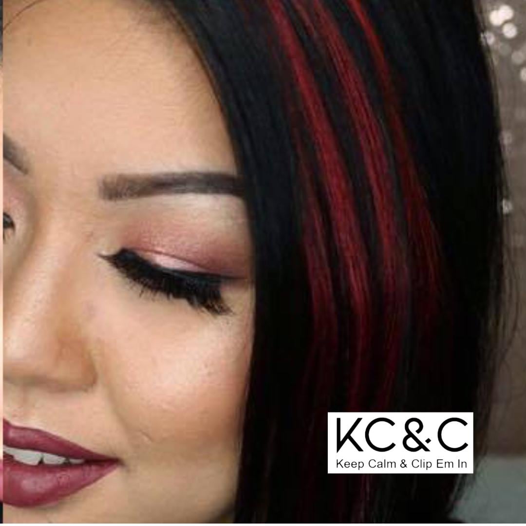Burgundy Highlights - Clip-in Extension - 100% Human Hair Extensions - Etsy