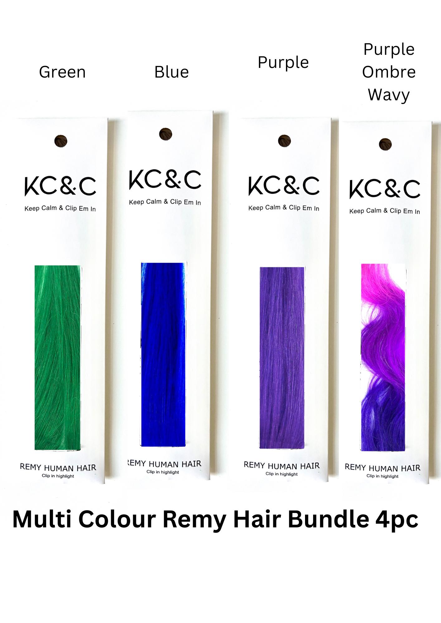 Remy Human Hair Extensions Clip in Galaxy Hairstyles Green Blue Yellow Colormet Remy Green Human Hair Extensions - Etsy main image 3