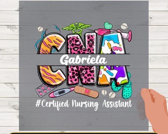 Personalized CNA Nurse DTF Transfer, Leopard Print Iron-On Decal