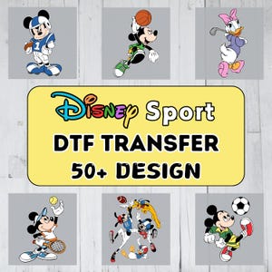 50+ Mickey And Friends Sport Figures DTF Transfer, Disneyland Game Day Iron on Decal, Sport Mom Gift, Mickey Basketball DTF, Football Gift