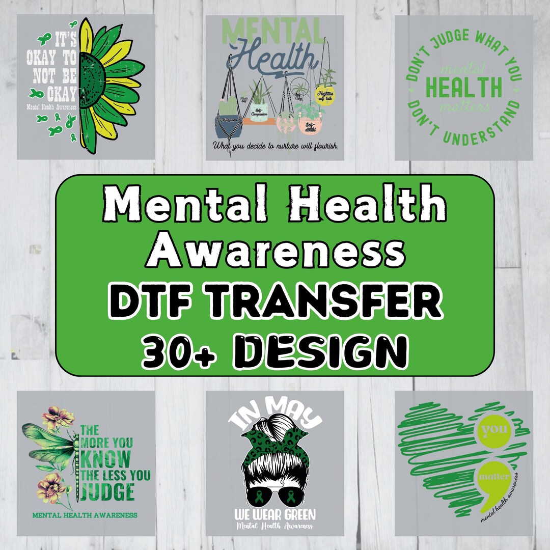 Mental Health Awareness DTF Transfer, Green Ribbon Designs - Etsy