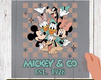 Mickey & Friends DTF Transfer Ready to Press, Mickey and Co Est 1928 Heat Transfer, Disney Friends DTF Iron On