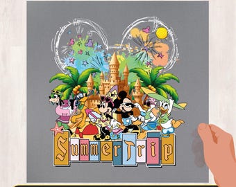 Disneyland Summer Trip DTF Transfer, Custom Disney Family Vacation Iron-On Decal, Magical Castle Heat Press, Mickey and Minnie DTF Print
