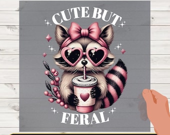 Cute But Feral Raccoon DTF Transfer, Retro Heat Press Decal