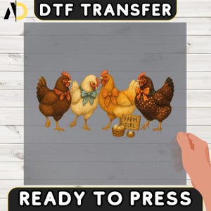 Farm Girl Chicken DTF Transfer, Women Chicken Heat Press, Chicken Mama Iron-On Decal, Ready to Press, Gifts for Farmer, Women&#39;s Chicken DTF