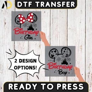 Custom Disney Birthday Girl and Boy DTF Transfer, Disney Birthday Vacation 2025 Iron on Decal, Disney Birthday Squad DTF Print, Disney Trip