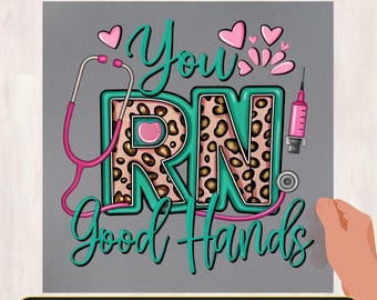 Leopard Nurse RN Good Hands DTF Transfer, Ready to Press