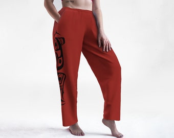 Eagle Raven Lounge Pants Red Burgundy Running Pants Pajamas