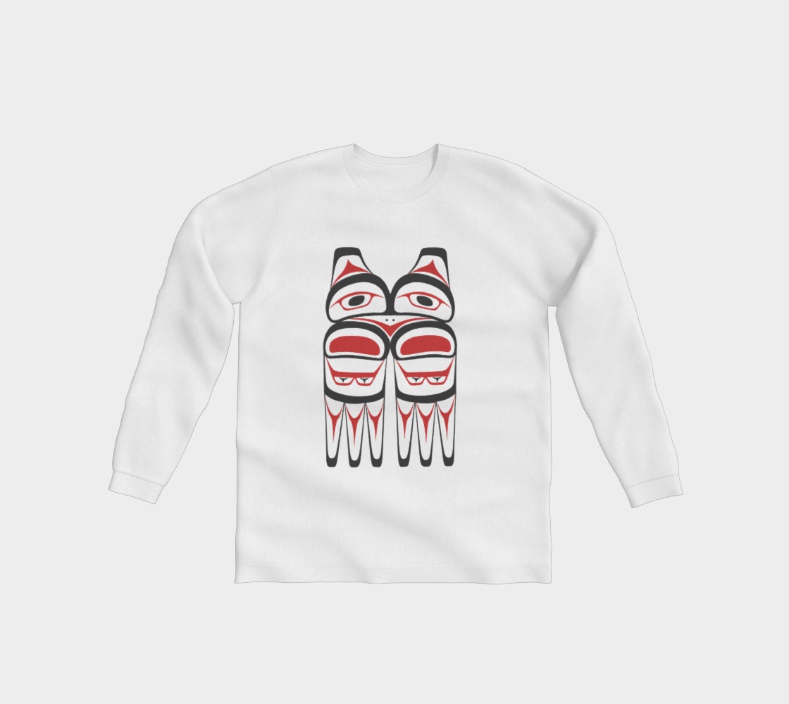Tlingit Eagle Totem Long Sleeve T-Shirt: Northwest Coastal Art