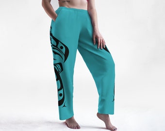 Tlingit Eagle Lounge Pants Teal Pajamas Joggers Activewear