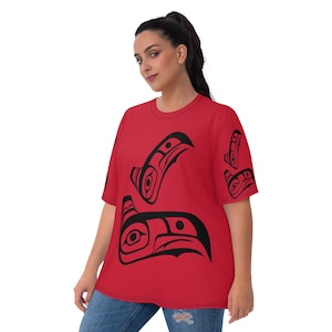 Eagle&#39;s Watch Women&#39;s T-shirt by Certified Tlingit Tribal Artist in Cotton-Poly Jersey