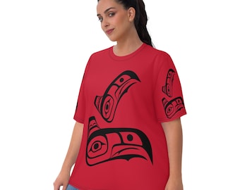 Tlingit Eagle Art Women&#39;s T-shirt: Tribal Design by Certified Artist
