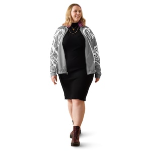 Indigenous Spirit Animal Tribal Print Bomber Jacket Plus Sizes Eagle and Raven art by Tlingit Artist