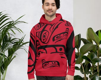 Echos of the Ancestors Eagle & Raven Unisex Hoodie designed by Certified Tlingit Tribal Artist