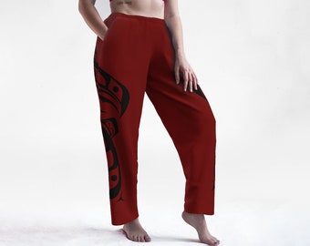 Pantalon de salon Tlingit Eagle, pyjama rouge, vêtements actifs