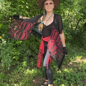 Tlingit Eagle Black Draped Kimono