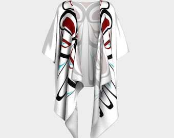 Tlingit Eagle Draped Kimono White
