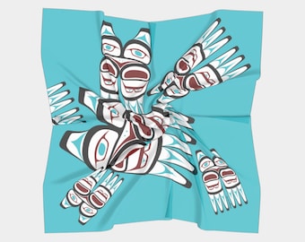 Tlingit Haida Artist Designed Many Eagles Square Scarf