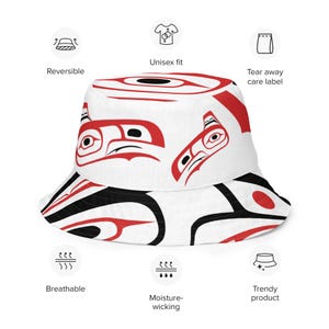 Two Spirits Reversible Bucket Hat by Certified Tlingit Tribal Artist