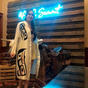 Tlingit Love Birds Eagle Raven 2023 Design Duster Jacket Pengoir Kimono by Tlingit Artist