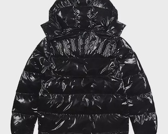 Nueva chaqueta acolchada con capucha desmontable Trapstar Irongate para hombre, color negro brillante, estilo urbano